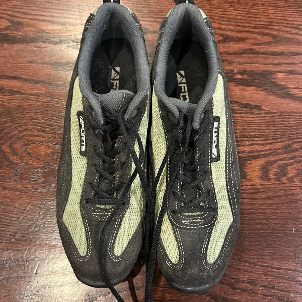 Men's Forte Mountain Bike MTB Biking Shoes Green Black Cleats Size 7.5 US 40 EU